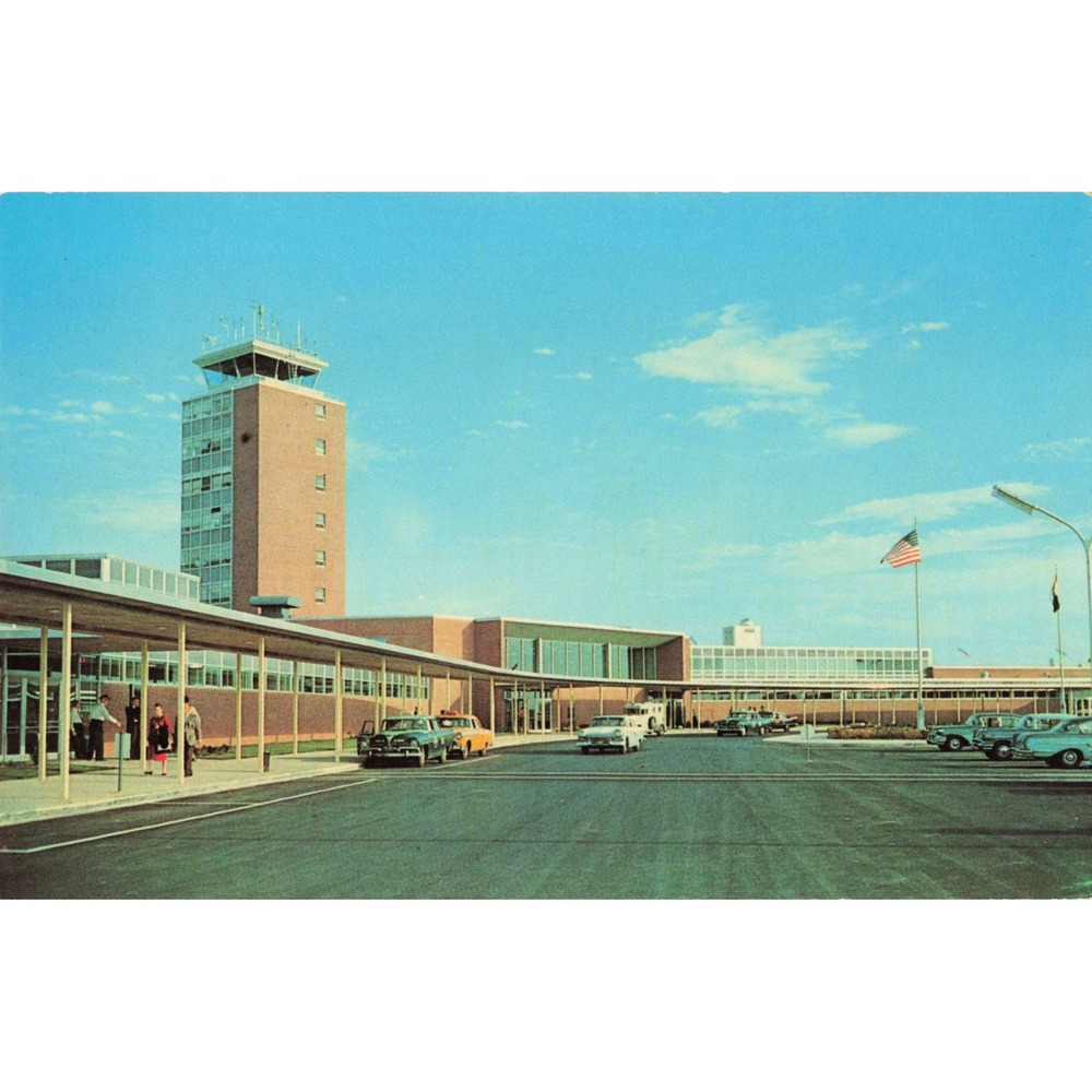 Columbus Ohio OH Port Columbus Airport Terminal Control Tower Chrome Postcard